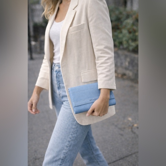 Matt & Nat Handbags - Matt & Nat Light Blue Vegan Leather Clutch Purse Minimalist Eco-conscious